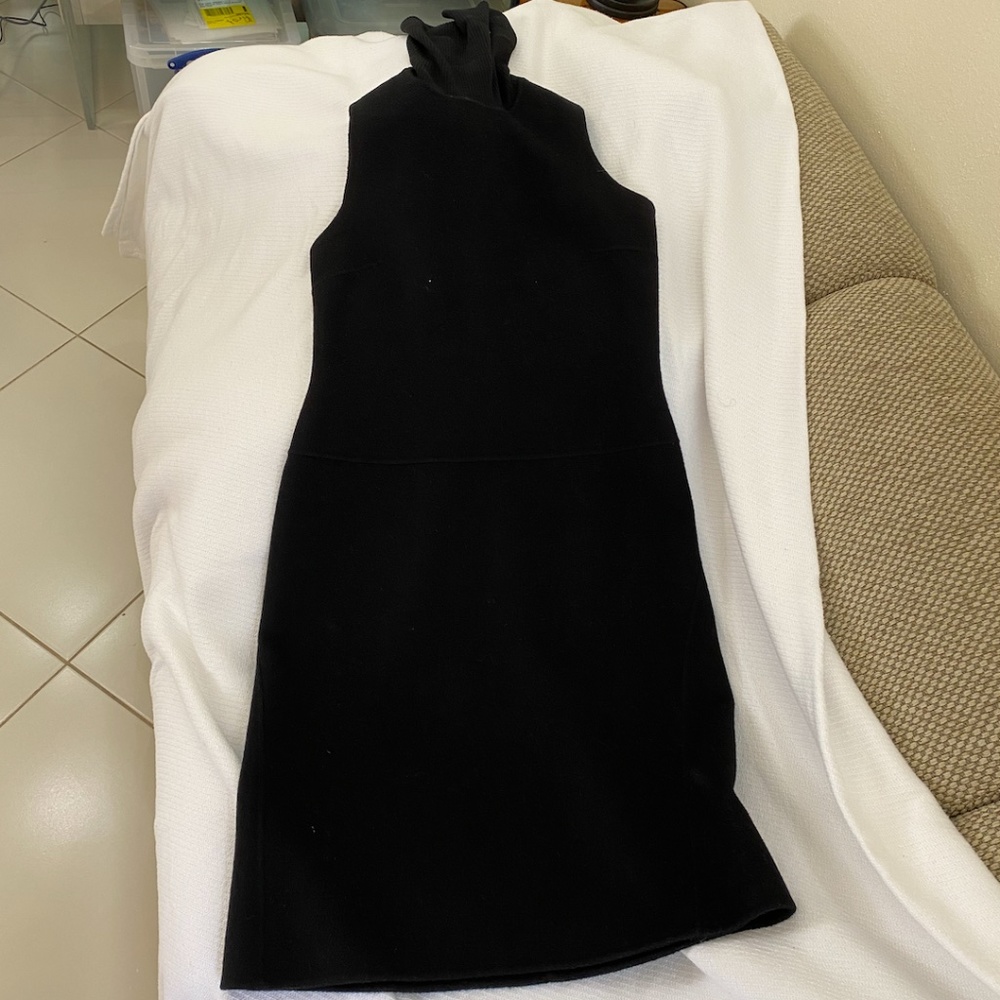 Winter Sleeveless Wool Flannel Dress w/ Turtleneck